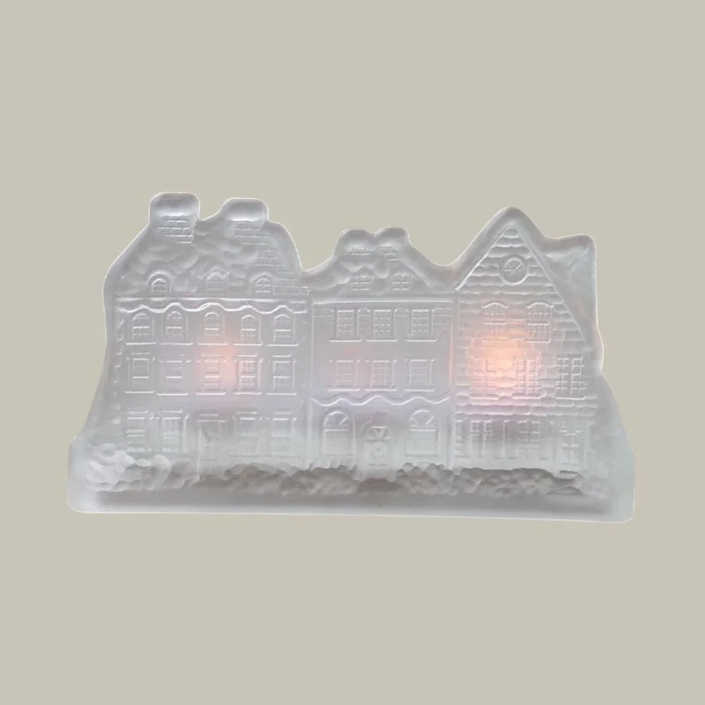 House of Lloyd‎ Vtg. Frosted Crystal Glass Village House Tea Light Candle Holder